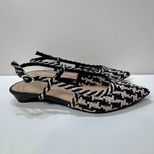 MARC FISHER - CREME / BLACK KNITTED LEATHER BALLERINAS - 8.5